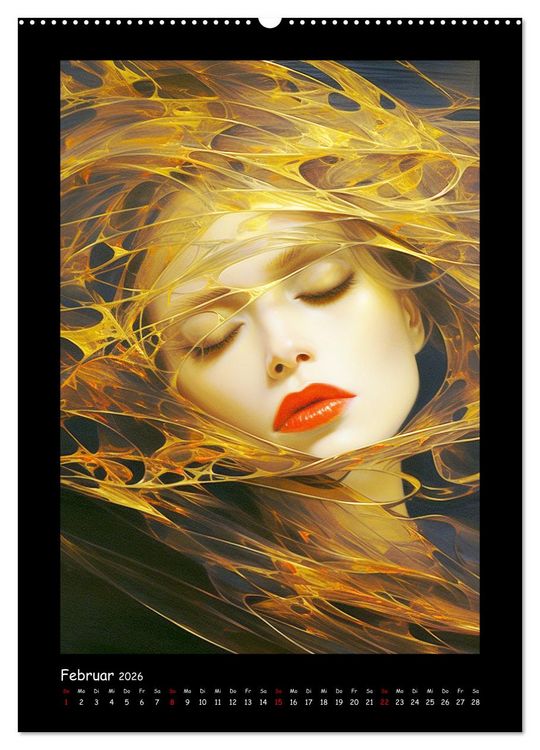Produktbild: Goldene Portraits. Fusion von Kunst und &Auml;sthetik (Wandkalender 2026 DIN A2 hoch), CALVENDO Monatskalender
