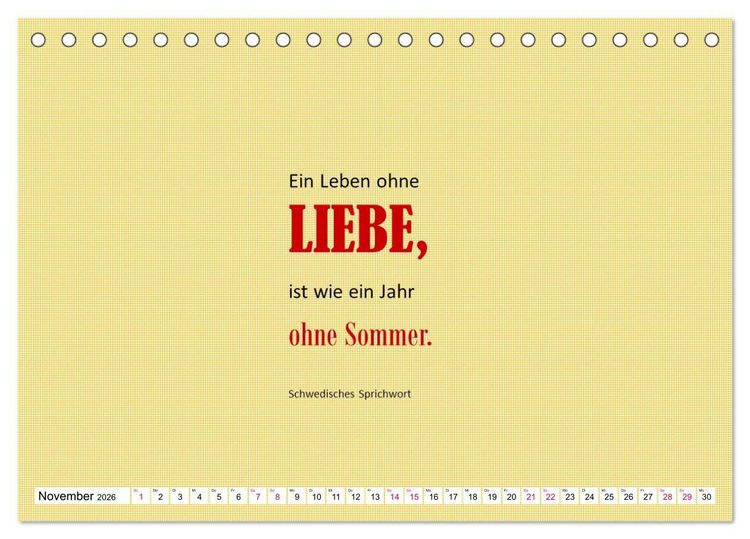 Produktbild: Zitate und Spr&uuml;che In Sachen LIEBE (Tischkalender 2026 DIN A5 quer), CALVENDO Monatskalender
