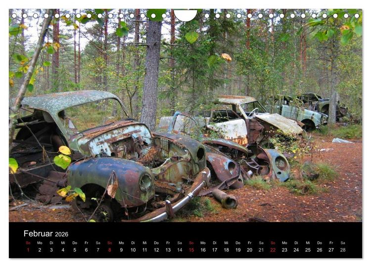 Produktbild: Schrottautos im Kyrk&ouml; Mosse (Wandkalender 2026 DIN A4 quer), CALVENDO Monatskalender