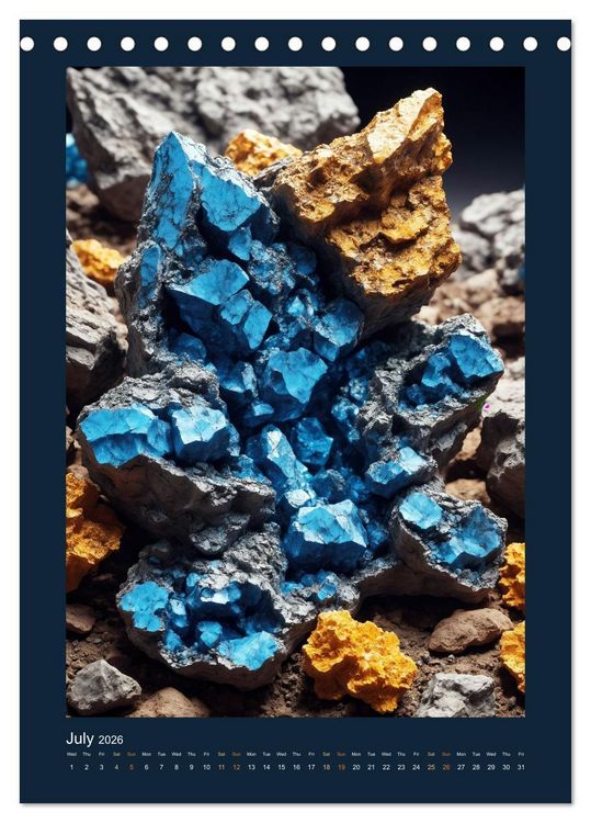 Produktbild: Fantastic Minerals - Mysterious Treasures (Desk Calendar 2026 DIN A5 portrait), CALVENDO 12 Month DeskCalendar