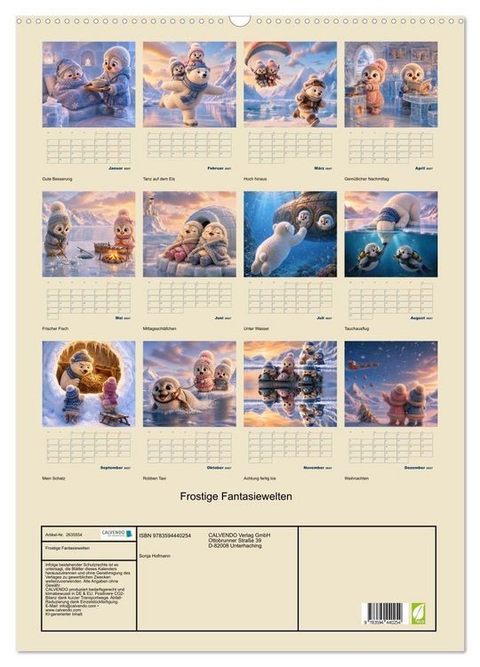 Produktbild: Frostige Fantasiewelten (Wandkalender 2027 DIN A2 hoch), CALVENDO Monatskalender