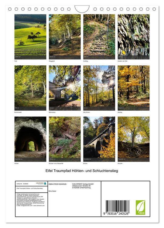 Produktbild: Eifel Traumpfad H&ouml;hlen- und Schluchtenstieg (Wandkalender 2026 DIN A4 hoch), CALVENDO Monatskalender