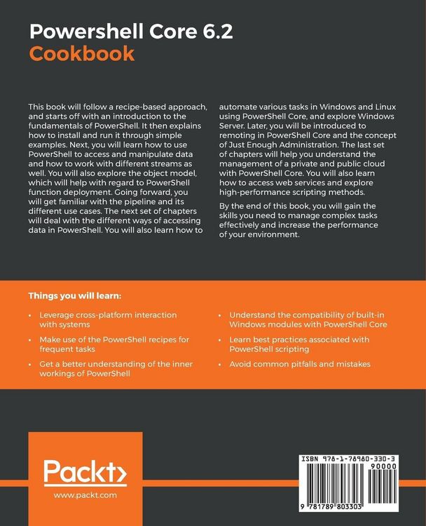 Produktbild: Powershell Core 6.2 Cookbook