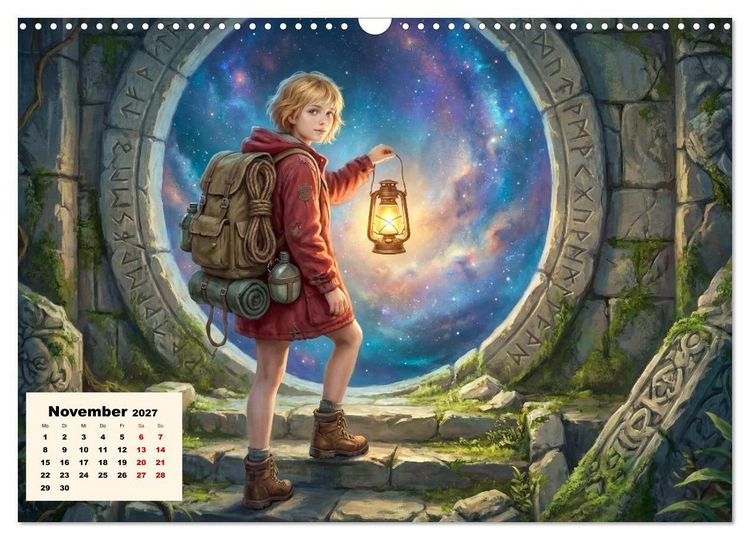 Produktbild: Kleine Entdecker auf magischen Reisen - Fantasy-Welten f&uuml;r Kinder (Wandkalender 2027 DIN A3 quer), CALVENDO Monatskalender