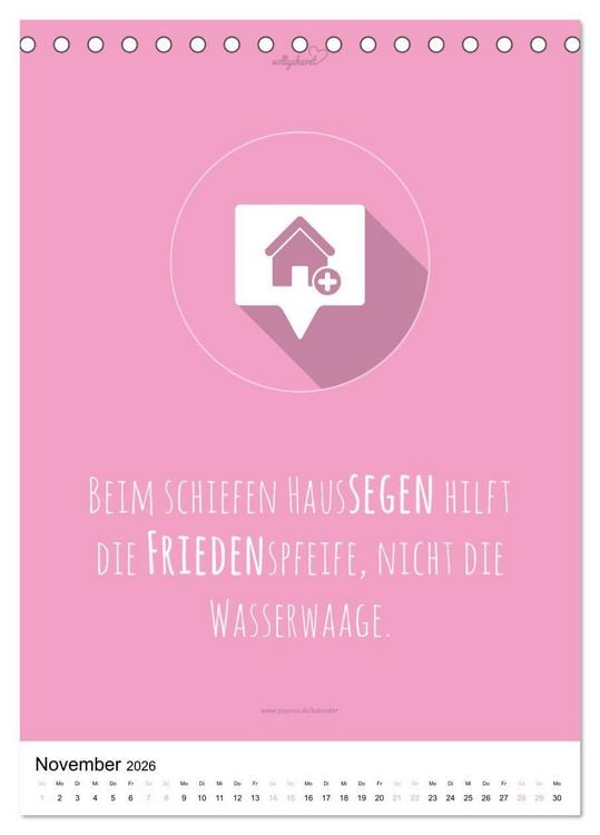 Produktbild: vollgeherzt: Der besondere Kalender f&uuml;r Bauherren mit motivierenden Hausbauzitaten (Tischkalender 2026 DIN A5 hoch), CALVENDO Monatskalender