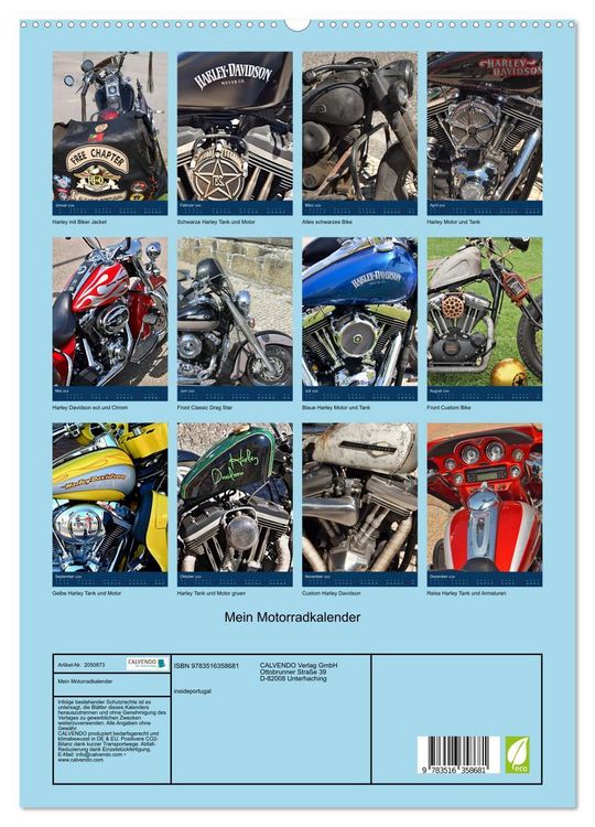Produktbild: Mein Motorradkalender (Wandkalender 2026 DIN A2 hoch), CALVENDO Monatskalender
