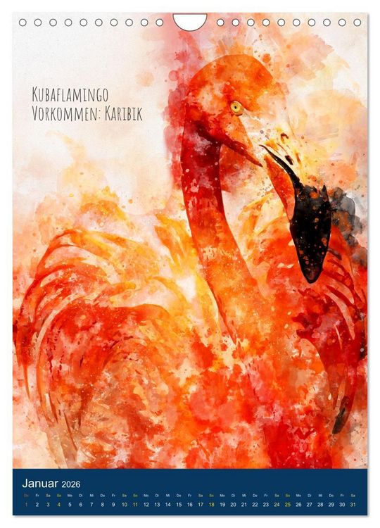 Produktbild: Exotische V&ouml;gel - Die Sch&ouml;nsten der Welt in Aquarell (Wandkalender 2026 DIN A4 hoch), CALVENDO Monatskalender
