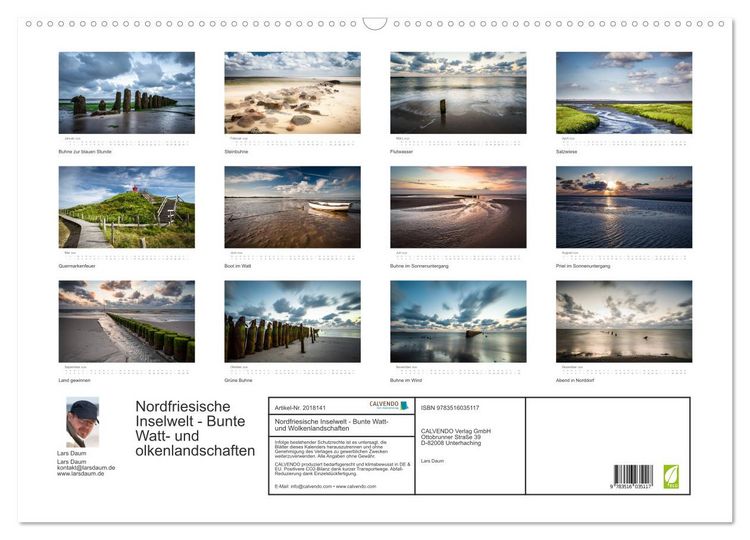Produktbild: Nordfriesische Inselwelt - Bunte Watt- und Wolkenlandschaften (Wandkalender 2026 DIN A2 quer), CALVENDO Monatskalender