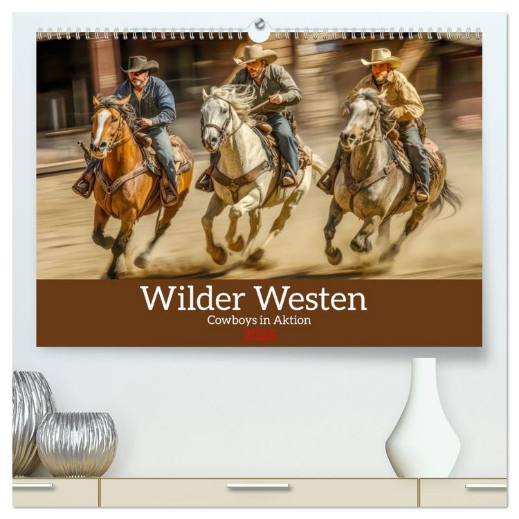 Produktbild: Wilder Westen - Cowboys in Aktion (hochwertiger Premium Wandkalender 2026 DIN A2 quer), Kunstdruck in Hochglanz
