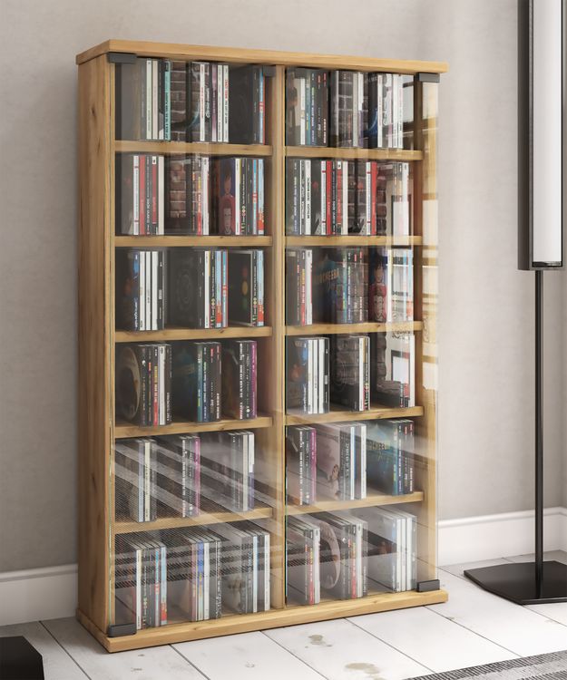 Produktbild: Holz CD DVD Stand Regal Schrank Roma Glast&uuml;r