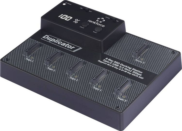 Produktbild: Renkforce RF-6BDS-350 5fach Festplatten-Kopierstation M.2 SATA 6 Gb/s, USB-C&reg;