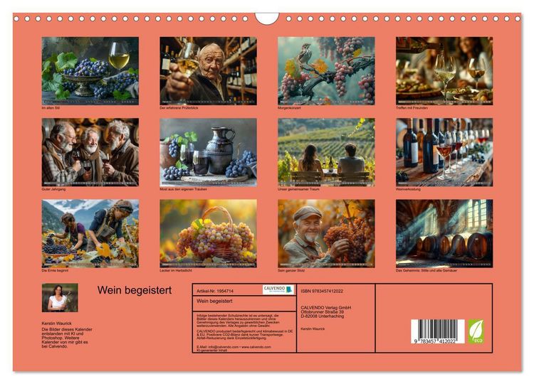Produktbild: Wein begeistert (Wandkalender 2026 DIN A3 quer), CALVENDO Monatskalender