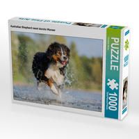 Produktbild: CALVENDO Puzzle Australian Shepherd rennt durchs Wasser 1000 Teile Lege-Gr&ouml;&szlig;e 64 x 48 cm Foto-Puzzle Bild von Christian M&uuml;ller