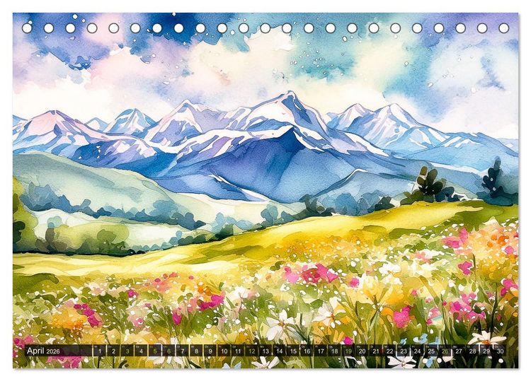 Produktbild: Die Natur in Aquarellbildern (Tischkalender 2026 DIN A5 quer), CALVENDO Monatskalender