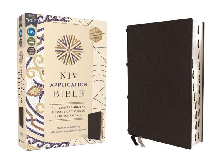 Produktbild: NIV Application Bible, Genuine Leather, Calfskin, Black, Red Letter, Thumb Indexed, Comfort Print