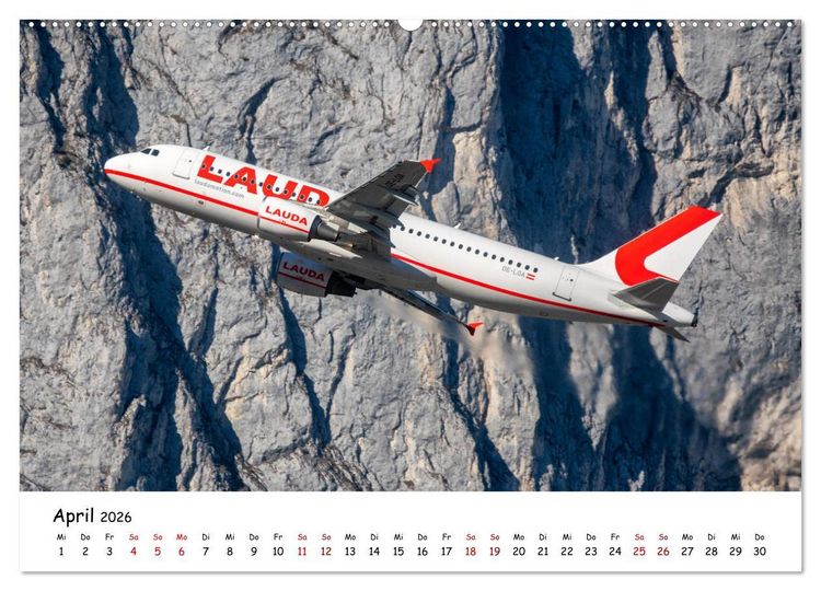Produktbild: Flugzeuge in beeindruckender Kulisse (hochwertiger Premium Wandkalender 2026 DIN A2 quer), Kunstdruck in Hochglanz