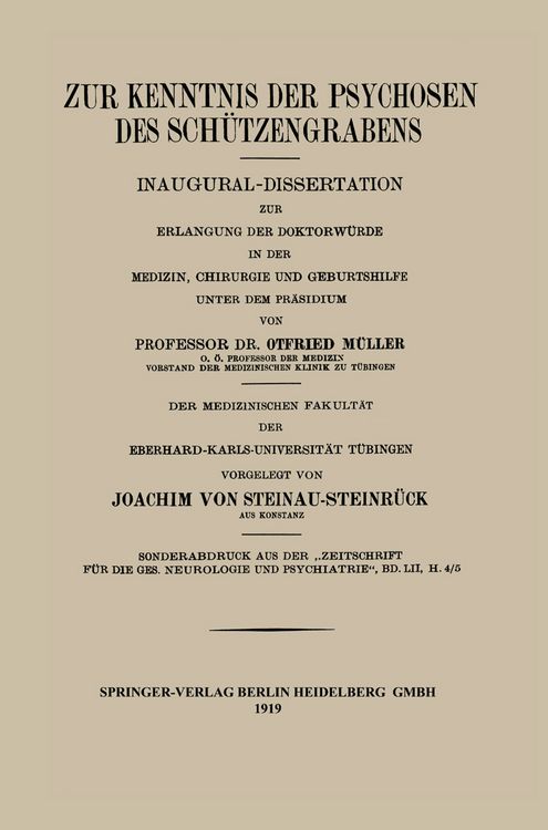 Produktbild: Zur Kenntnis der Psychosen des Sch&uuml;tzengrabens