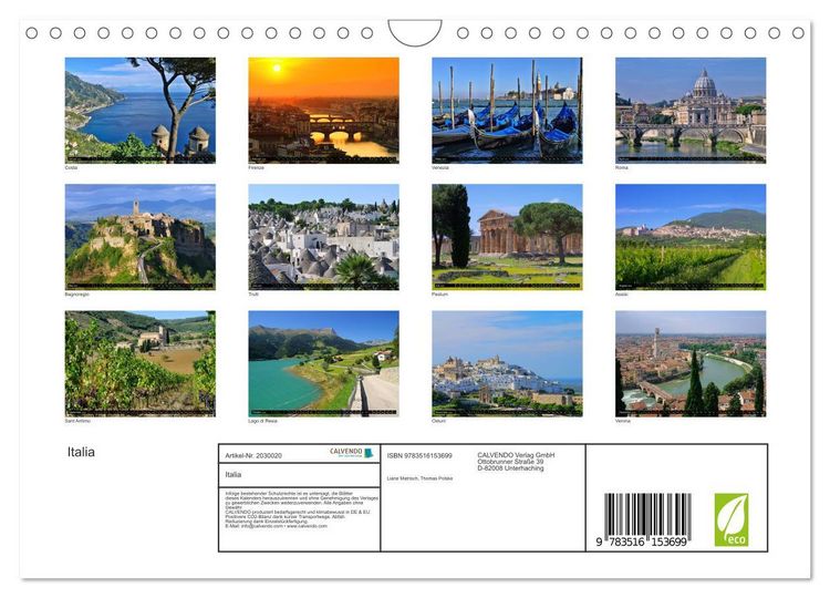 Produktbild: Italia (Wandkalender 2026 DIN A4 quer), CALVENDO Monatskalender