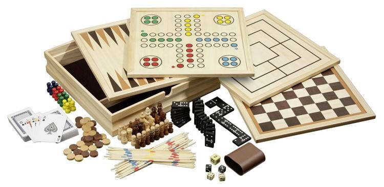 Produktbild: Philos 3098 - Spielesammlung 10, medium, Spieleklassiker mit Zubeh&ouml;r, Holz