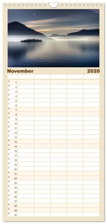Produktbild: Familienplaner 2026 - Lago Maggiore mit 5 Spalten (Wandkalender, 21 x 45 cm) CALVENDO