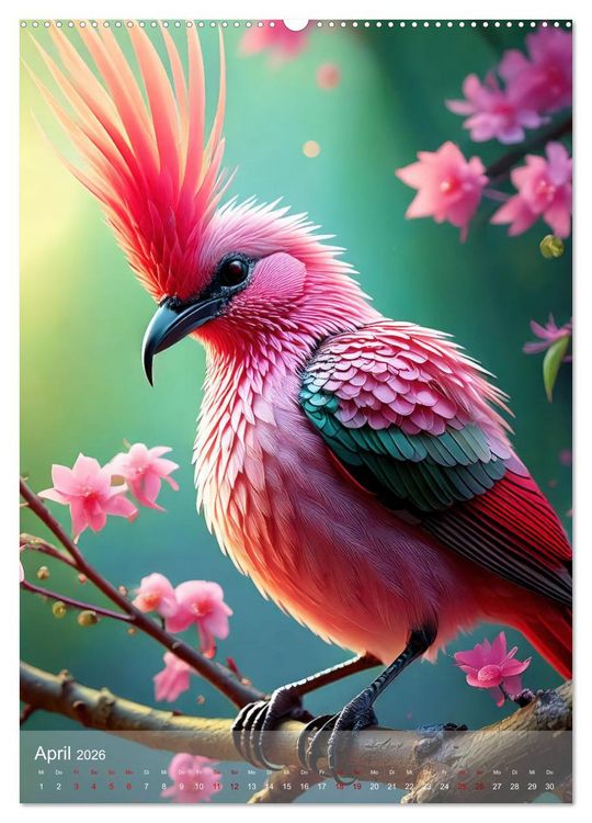 Produktbild: Exotische Harmonie - Paradiesv&ouml;gel und Blumenpracht (Wandkalender 2026 DIN A2 hoch), CALVENDO Monatskalender