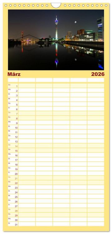 Produktbild: Familienplaner 2026 - D&uuml;sseldorfer - Ansichten mit 5 Spalten (Wandkalender, 21 x 45 cm) CALVENDO