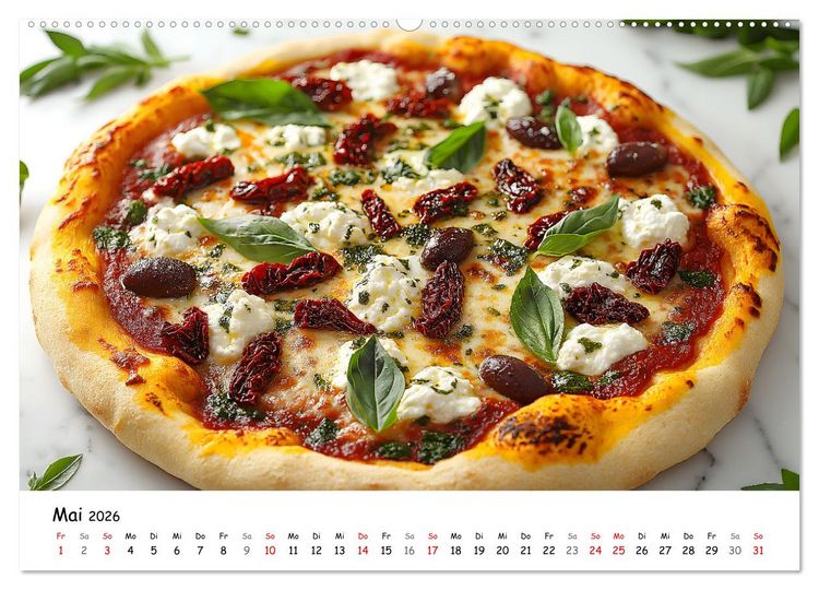 Produktbild: Pizza geht immer - Zu jeder Jahreszeit (hochwertiger Premium Wandkalender 2026 DIN A2 quer), Kunstdruck in Hochglanz