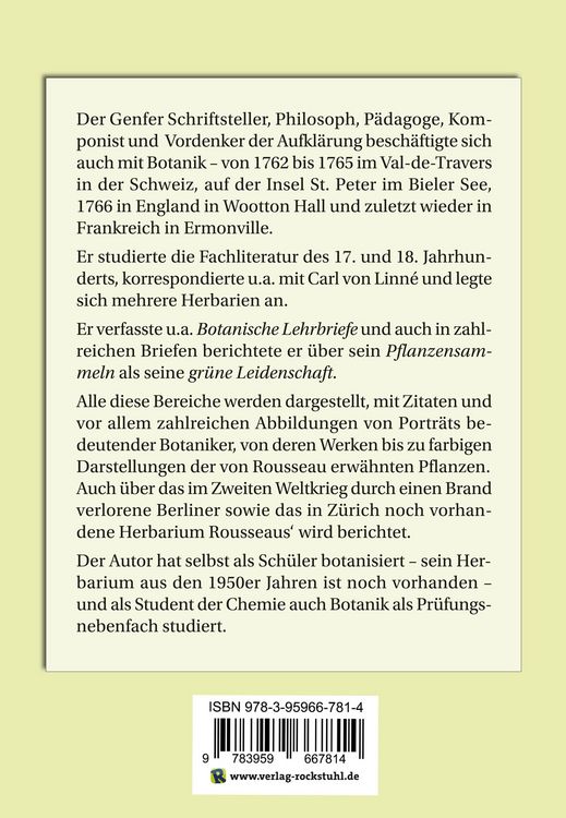 Produktbild: Jean-Jacques ROUSSEAU und die Botanik als gr&uuml;ne Leidenschaft