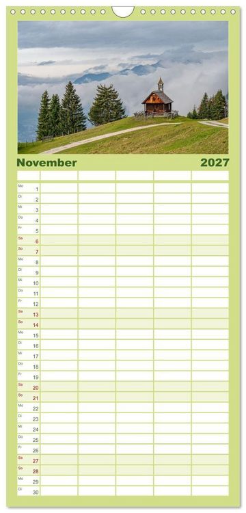 Produktbild: Familienplaner 2027 - Naturwunder Berge mit 5 Spalten (Wandkalender, 21 x 45 cm) CALVENDO