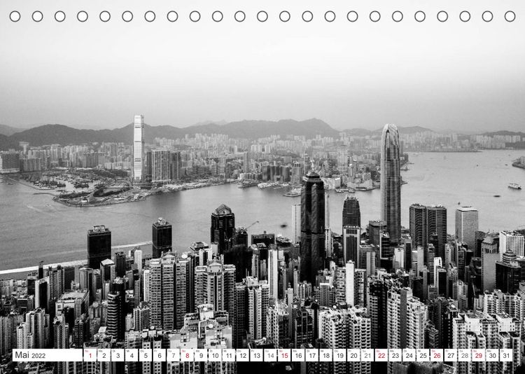 Produktbild: Hongkong - Die Metropole am s&uuml;dchinesischen Meer in Schwarzwei&szlig; (Tischkalender 2022 DIN A5 quer)