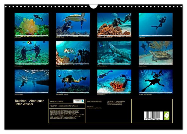 Produktbild: Tauchen - Abenteuer unter Wasser (Wandkalender 2026 DIN A3 quer), CALVENDO Monatskalender