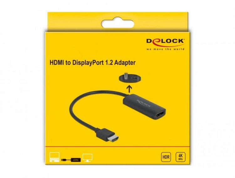 Produktbild: Delock 63206 HDMI / USB-Micro-B / DisplayPort Adapter [1x HDMI-Stecker - 1x DisplayPort Buchse, Micro USB] Schwarz 0.24 m