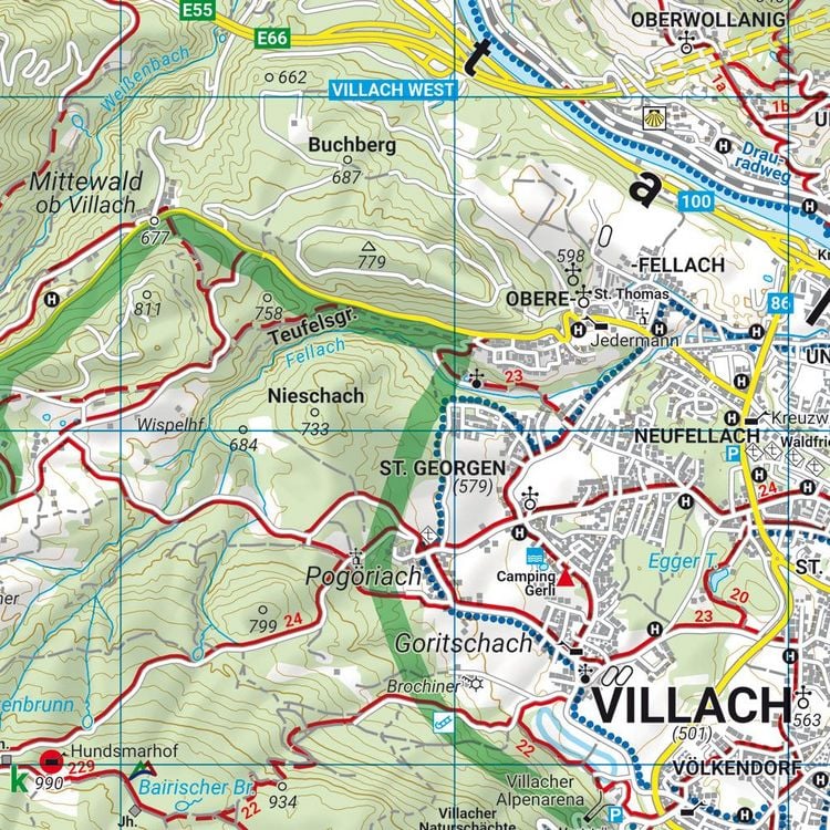 Produktbild: freytag & berndt Wanderkarte WK 224 Villach - Faaker See, Ossiacher See - Dobratsch 1:50.000