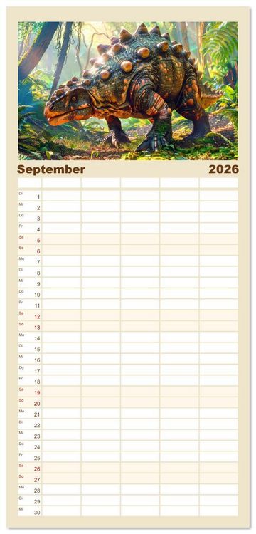 Produktbild: Familienplaner 2026 - Vergessene Wunder - Ein Jahr mit ausgestorbenen Tieren mit 5 Spalten (Wandkalender, 21 x 45 cm) CALVENDO