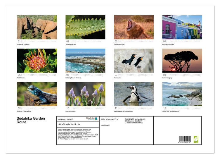 Produktbild: S&uuml;dafrika Garden Route (Wandkalender 2026 DIN A2 quer), CALVENDO Monatskalender
