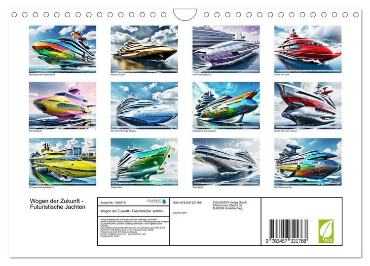 Produktbild: Wogen der Zukunft - Futuristische Jachten (Wandkalender 2026 DIN A4 quer), CALVENDO Monatskalender