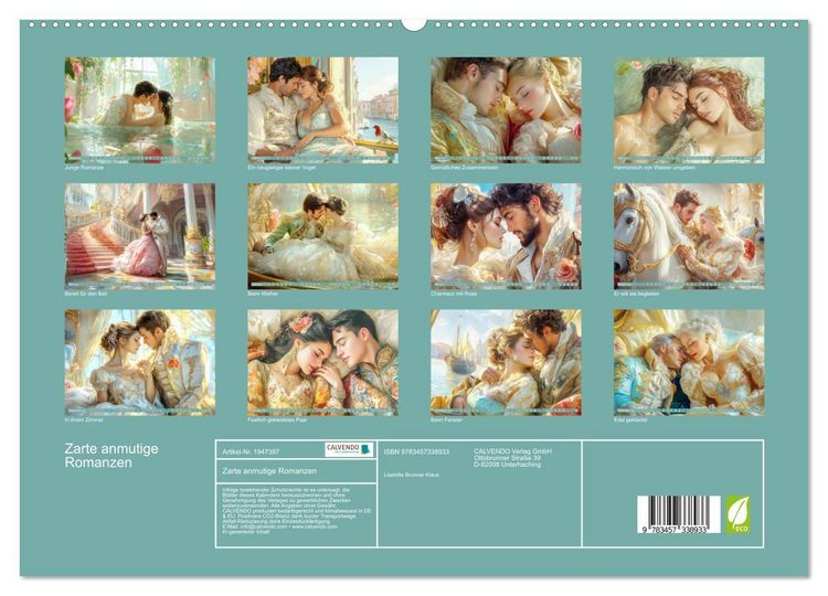 Produktbild: Zarte anmutige Romanzen (hochwertiger Premium Wandkalender 2026 DIN A2 quer), Kunstdruck in Hochglanz