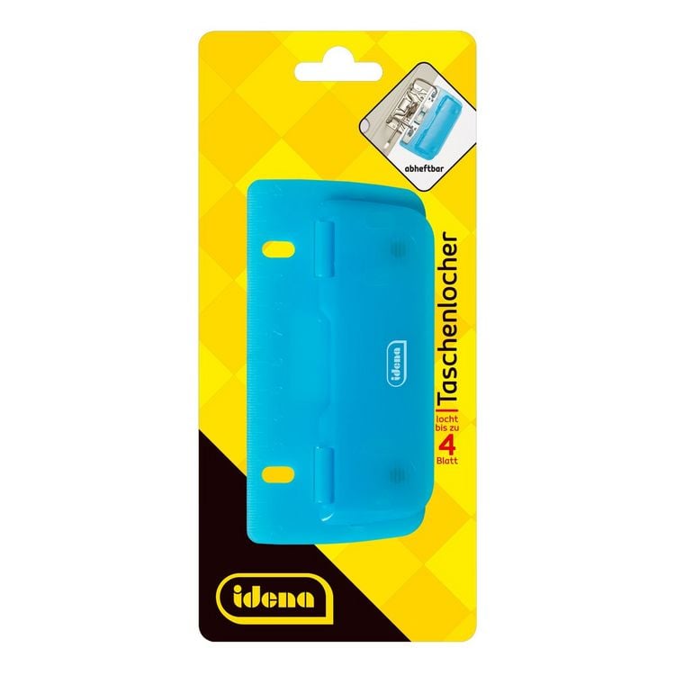 Produktbild: Idena Taschenlocher bis 4 Blatt aus Kunststoff blau