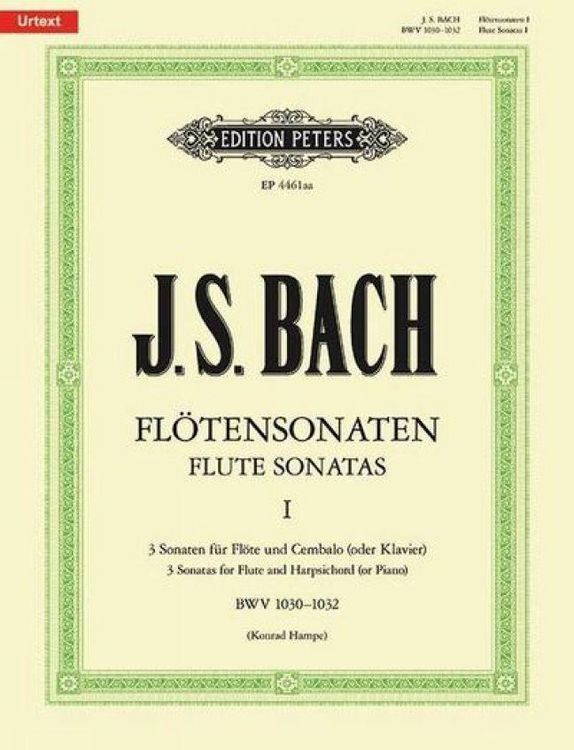 Produktbild: Sonaten f&uuml;r Fl&ouml;te und Cembalo (Klavier) BWV 1030 - 1032 / URTEXT