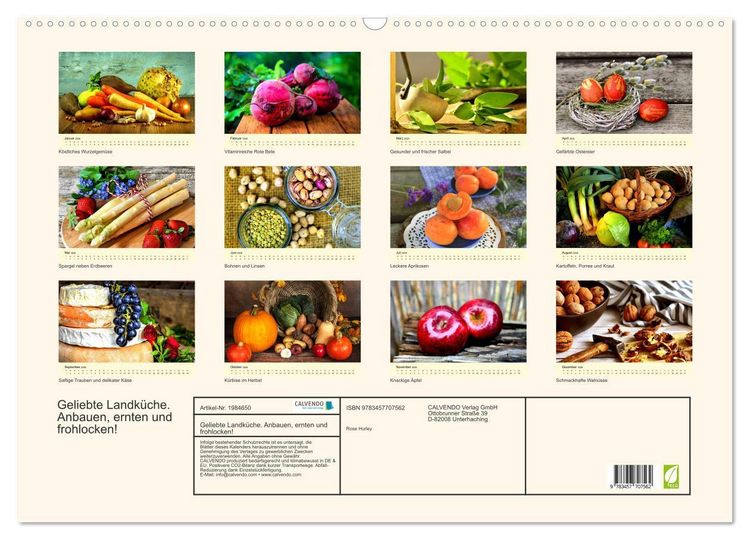 Produktbild: Geliebte Landk&uuml;che. Anbauen, ernten und frohlocken! (Wandkalender 2026 DIN A2 quer), CALVENDO Monatskalender