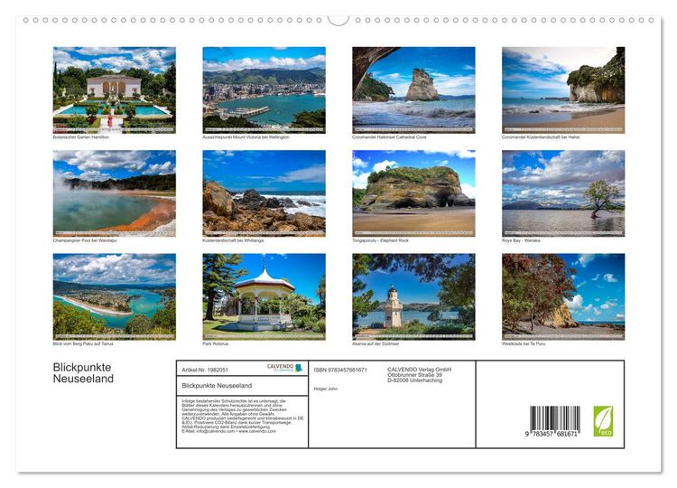 Produktbild: Blickpunkte Neuseeland (hochwertiger Premium Wandkalender 2026 DIN A2 quer), Kunstdruck in Hochglanz