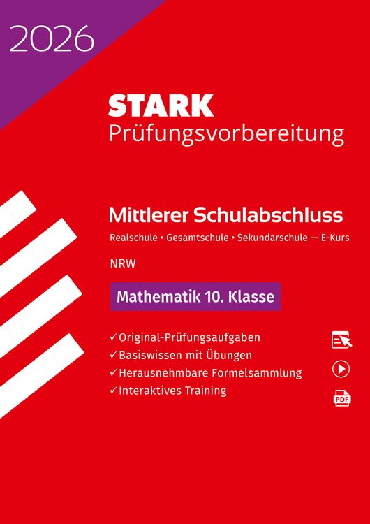 Produktbild: STARK Mathematik E-Kurs - Mittlerer Schulabschluss (MSA) 2026 NRW Realschule/Gesamtschule/Sekundarschule - Prüfungsvorbereitung