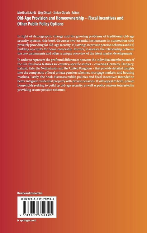 Produktbild: Old-Age Provision and Homeownership &ndash; Fiscal Incentives and Other Public Policy Options