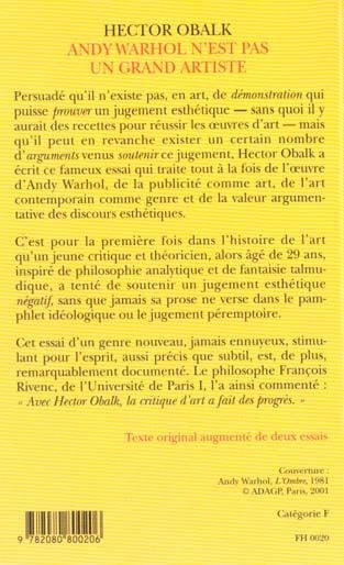 Produktbild: Andy Warhol n'est pas un grand artiste