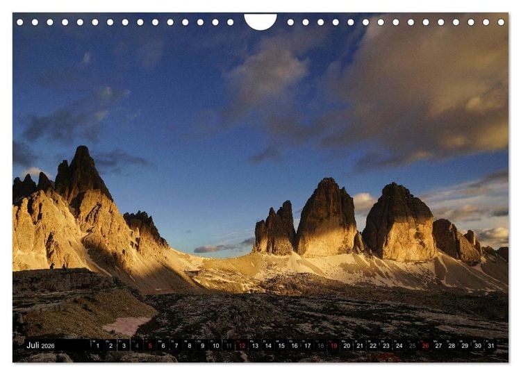 Produktbild: Die Drei Zinnen - Unesco Weltnaturerbe (Wandkalender 2026 DIN A4 quer), CALVENDO Monatskalender