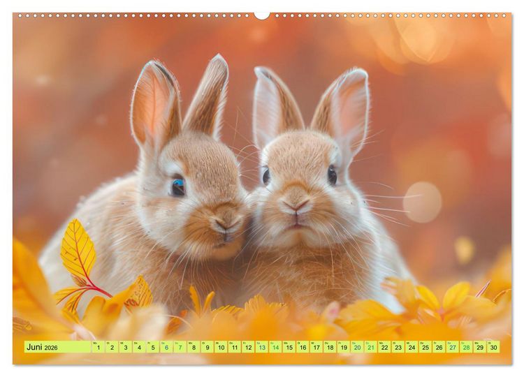 Produktbild: Kaninchen - Liebenswerte Fellb&auml;llchen (hochwertiger Premium Wandkalender 2026 DIN A2 quer), Kunstdruck in Hochglanz
