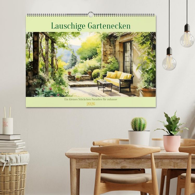 Produktbild: Lauschige Gartenecken (Wandkalender 2026 DIN A2 quer), CALVENDO Monatskalender