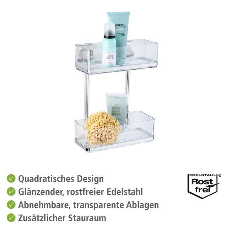 Produktbild: Vacuum-Loc&reg; Wandregal 2 Etagen Mod. Quadro Edelstahl, Befestigen ohne bohren