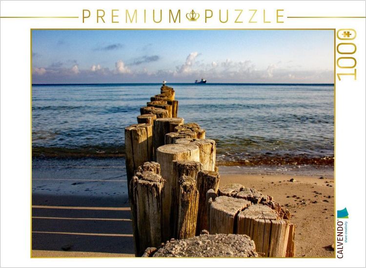 Produktbild: CALVENDO Puzzle Buhnen im Ostseebad K&uuml;hlungsborn - Blick aufs Meer | 1000 Teile Lege-Gr&ouml;&szlig;e 64x48cm Foto-Puzzle f&uuml;r gl&uuml;ckliche Stunden