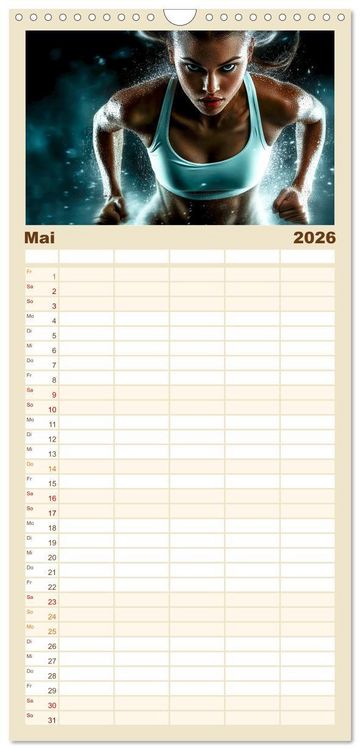 Produktbild: Familienplaner 2026 - Sport Art mit 5 Spalten (Wandkalender, 21 x 45 cm) CALVENDO